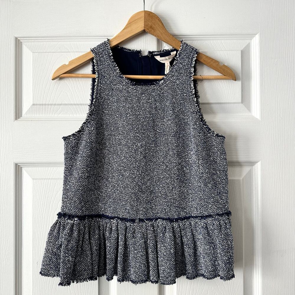 NWT Rebecca Taylor Tweed Peplum Blouse Sz 6